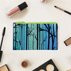 Nature Outdoors Night Trees Scene Forest Woods Light Moonlight Wilderness Stars Cosmetic Bag (xs) by Grandong