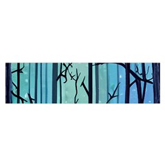 Nature Outdoors Night Trees Scene Forest Woods Light Moonlight Wilderness Stars Oblong Satin Scarf (16  X 60 ) by Grandong