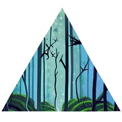 Nature Outdoors Night Trees Scene Forest Woods Light Moonlight Wilderness Stars Wooden Puzzle Triangle by Grandong