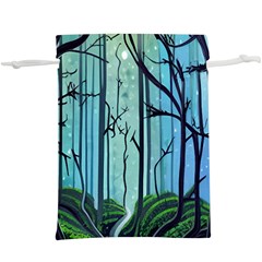 Nature Outdoors Night Trees Scene Forest Woods Light Moonlight Wilderness Stars Lightweight Drawstring Pouch (xl) by Grandong