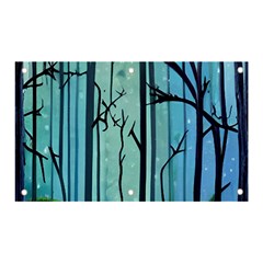 Nature Outdoors Night Trees Scene Forest Woods Light Moonlight Wilderness Stars Banner And Sign 5  X 3  by Grandong