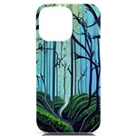 Nature Outdoors Night Trees Scene Forest Woods Light Moonlight Wilderness Stars iPhone 14 Pro Max Black UV Print Case Front