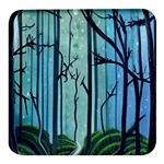 Nature Outdoors Night Trees Scene Forest Woods Light Moonlight Wilderness Stars Square Glass Fridge Magnet (4 pack) Front