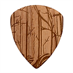 Nature Outdoors Night Trees Scene Forest Woods Light Moonlight Wilderness Stars Guitar Shape Wood Guitar Pick Holder Case And Picks Set Pick