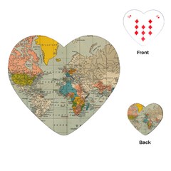 Vintage World Map Playing Cards Single Design (heart) by Ket1n9