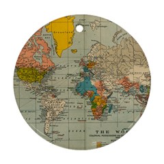 Vintage World Map Round Ornament (two Sides) by Ket1n9