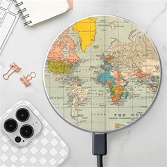 Vintage World Map Wireless Fast Charger(white) by Ket1n9