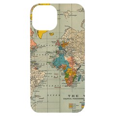 Vintage World Map Iphone 14 Black Uv Print Case by Ket1n9