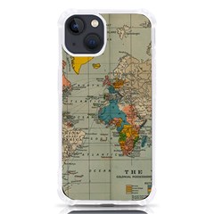 Vintage World Map Iphone 13 Tpu Uv Print Case by Ket1n9