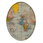 Vintage World Map Oval Glass Fridge Magnet (4 pack) Front