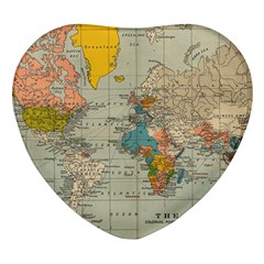 Vintage World Map Heart Glass Fridge Magnet (4 Pack) by Ket1n9