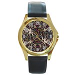 Mental Human Experience Mindset Pattern Round Gold Metal Watch Front