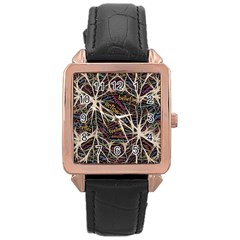 Mental Human Experience Mindset Pattern Rose Gold Leather Watch  by Paksenen