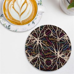 Mental Human Experience Mindset Pattern Uv Print Round Tile Coaster by Paksenen