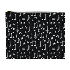 Chalk Music Notes Signs Seamless Pattern Cosmetic Bag (xl) by Ravend