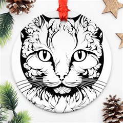 Cat - Artistic Paper Cut Ornament (round) by 2607694c