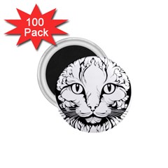 Cat - Artistic Paper Cut 1 75  Magnets (100 Pack)  by 2607694c