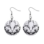 Cat - Artistic Paper Cut Mini Button Earrings Front