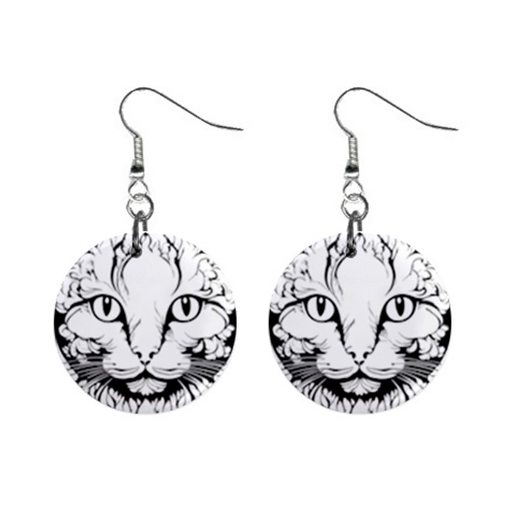 Cat - Artistic Paper Cut Mini Button Earrings