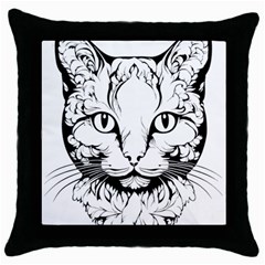 Cat - Artistic Paper Cut Throw Pillow Case (black) by 2607694c