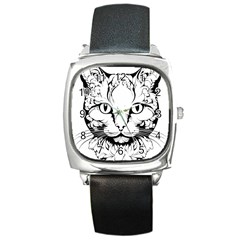 Cat - Artistic Paper Cut Square Metal Watch by 2607694c