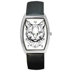 Cat - Artistic Paper Cut Barrel Style Metal Watch by 2607694c