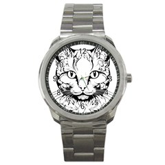 Cat - Artistic Paper Cut Sport Metal Watch by 2607694c