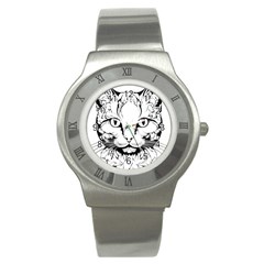 Cat - Artistic Paper Cut Stainless Steel Watch by 2607694c