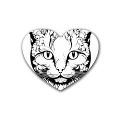 Cat - Artistic Paper Cut Rubber Heart Coaster (4 pack)