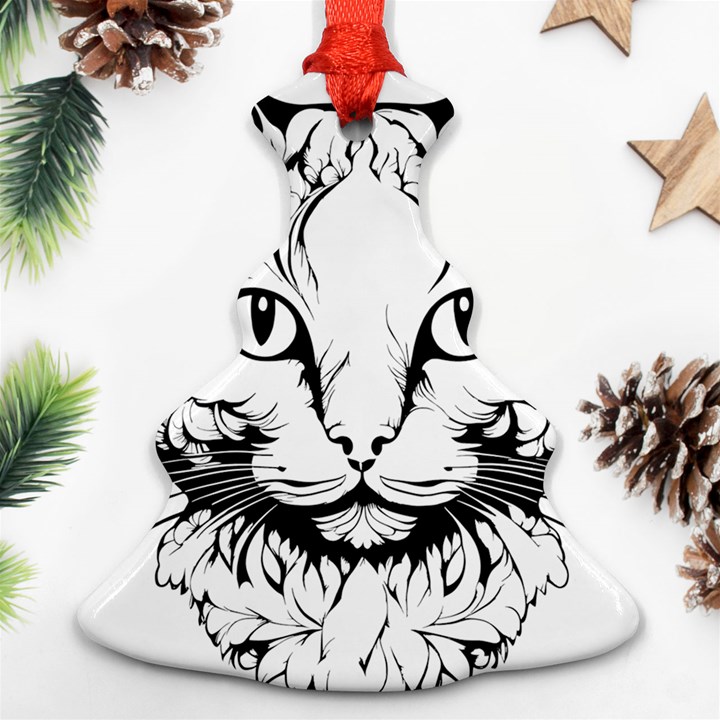 Cat - Artistic Paper Cut Ornament (Christmas Tree) 