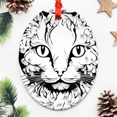 Cat - Artistic Paper Cut Ornament (oval Filigree) by 2607694c