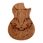 Cat - Artistic Paper Cut Guitar Shape Wood Guitar Pick Holder Case And Picks Set Front