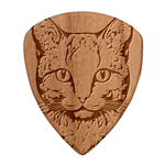 Cat - Artistic Paper Cut Guitar Shape Wood Guitar Pick Holder Case And Picks Set Pick