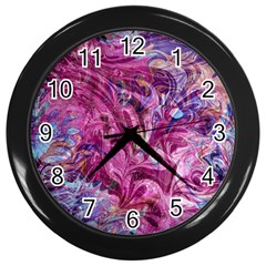 Fuchsia Blend Wall Clock (black) by kaleidomarblingart