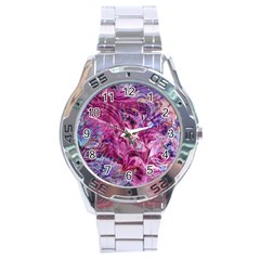 Fuchsia Blend Stainless Steel Analogue Watch by kaleidomarblingart