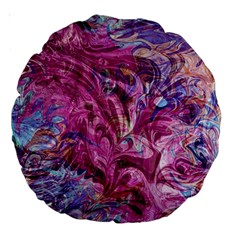 Fuchsia Blend Large 18  Premium Round Cushions by kaleidomarblingart