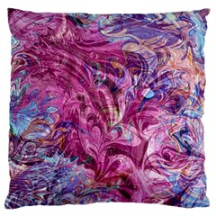 Fuchsia Blend Large Premium Plush Fleece Cushion Case (two Sides) by kaleidomarblingart