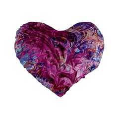 Fuchsia Blend Standard 16  Premium Flano Heart Shape Cushions by kaleidomarblingart