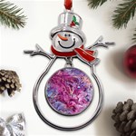 Fuchsia blend Metal Snowman Ornament Front