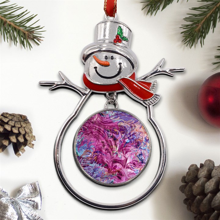 Fuchsia blend Metal Snowman Ornament