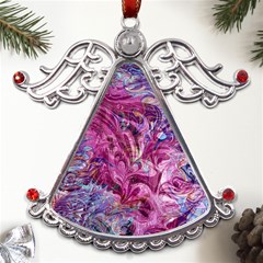 Fuchsia Blend Metal Angel With Crystal Ornament by kaleidomarblingart