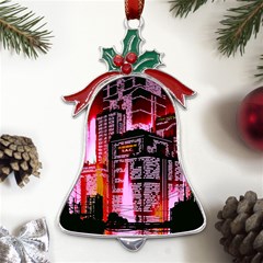 Cybercity Metal Holly Leaf Bell Ornament