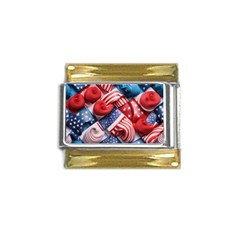 Us Presidential Election Colorful Vibrant Pattern Design  Gold Trim Italian Charm (9mm) by dflcprintsclothing