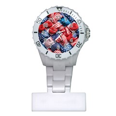 Us Presidential Election Colorful Vibrant Pattern Design  Plastic Nurses Watch by dflcprintsclothing