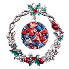 Us Presidential Election Colorful Vibrant Pattern Design  Metal X mas Wreath Holly Leaf Ornament by dflcprintsclothing