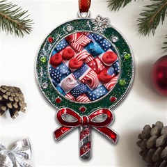 Us Presidential Election Colorful Vibrant Pattern Design  Metal X mas Lollipop With Crystal Ornament by dflcprintsclothing