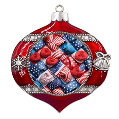 Us Presidential Election Colorful Vibrant Pattern Design  Metal Snowflake And Bell Red Ornament by dflcprintsclothing