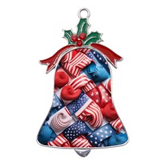 Us Presidential Election Colorful Vibrant Pattern Design  Metal Holly Leaf Bell Ornament by dflcprintsclothing