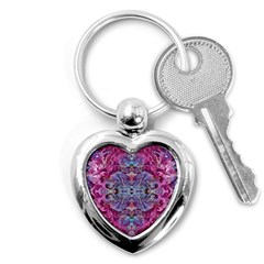 Fuchsia Blend June Key Chain (heart) by kaleidomarblingart