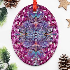 Fuchsia Blend June Ornament (oval Filigree) by kaleidomarblingart